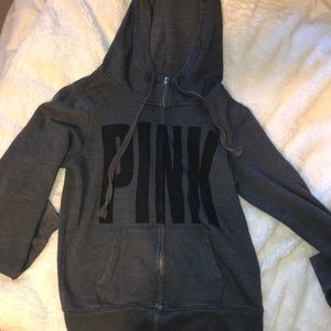 VS PINK grey/black zip up sweatshirt